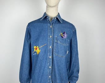 The Disney Store Vintage Blue Denim Long Slevee Button Down Shirt Women’s Size S