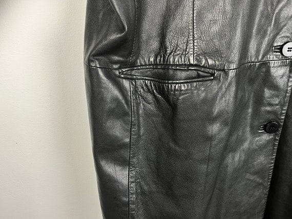 ESCADA Sport Black Leather Vintage Rare Coat Over… - image 6