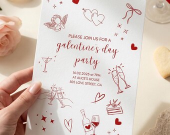 Editable Galentine's Day Party Invitation, Printable Galentine's Invite, Girls Party Invitation Template, Ladies Night Digital Invite