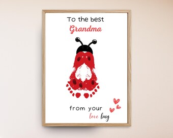 Großeltern Tag Handabdruck Bastelvorlage für Oma, Kunsthandwerk für Babies, Geschenk für Oma, Baby Handabdruck für Großeltern