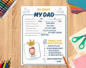 Father's Day Printable Questionnaire,  All About My Dad Printable, All About Dad Survey, Father’s Day Questions From Kids Interview