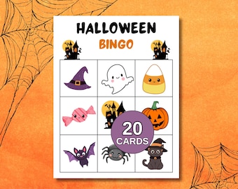 Halloween Bingo Cards, Preschool Kids Halloween Bingo, Kindergarten Halloween Bingo, Halloween Small Kids Bingo