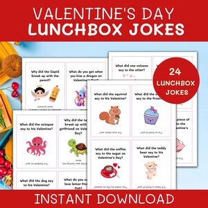 24 Valentine Lunchbox Jokes for Kids, Valentine Class Gift, Lunchbox notes for girls, Funny Valentine jokes, Valentines day Jokes