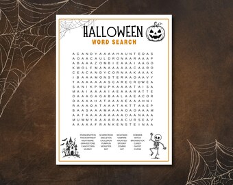 Halloween Word Search Printable Game: Party Activity (Digital Download)