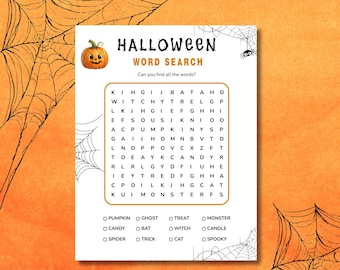 Halloween Word Search Game Printable, Halloween Printable Games, School Halloween Games for Kids, Fun Halloween Party Game