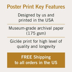 Pu&ograve; includere: Caratteristiche chiave della stampa del poster: progettata e stampata negli Stati Uniti, carta d'archivio di qualit&agrave; museale (175 g/m&sup2;), stampa gicl&eacute;e per alta qualit&agrave; e longevit&agrave;, spedizione gratuita per tutti gli ordini negli Stati Uniti.