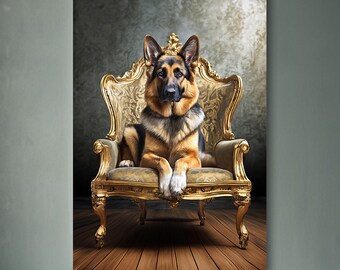German Shepherd Canvas Art | Regal Dog Portrait