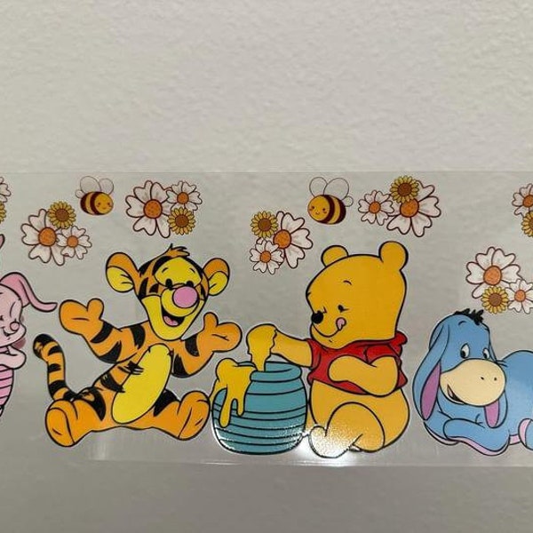 Disney Winnie the Pooh Characters UV DTF Wrap Transfer 16oz | No Heat Needed | Waterproof | Permanent Adhesive