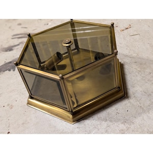 Antique Hexagon Ceiling Mount Smokey Grey And Brass