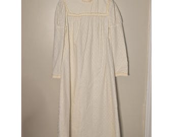 Vintage Penneys Hawaii Cream Lace Trim Maxi Dress Victorian Prairie Cottagecore