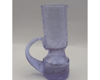 Jarra pequena vintage em vidro craquelado roxo lavanda, feita à mão, 14 cm (5,5")