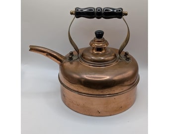 Tetera de cobre Simplex vintage fabricada en Inglaterra, patente n.º 4350.