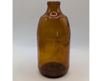 Vintage Amber Glass Stubby Bottle No Deposit No Refill Brown Collectible 6 Inch