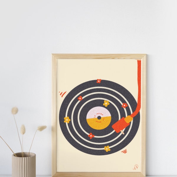 Affiche A4 vinyle vintage personnalisable