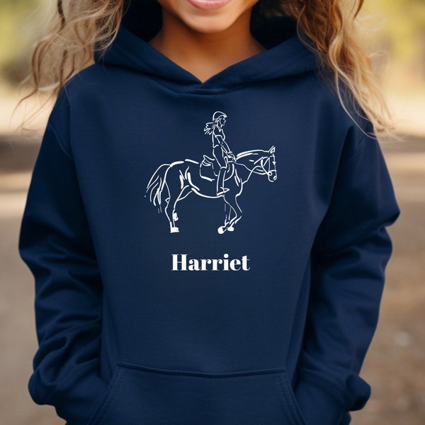 Personalised Kids Horse Riding Hoodie, Equestrian Dressage Hoodie, Horse Riding Gifts, Horse Riding Clothes, Horse Riding Shirt, Horse Lover
