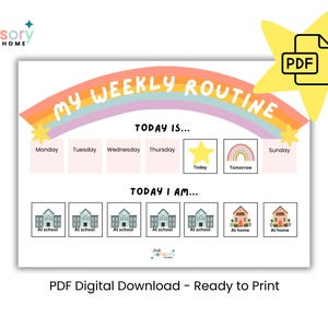 Kids Visual Schedule Printable – Weekly Routine Chart for Preschool & Autism – Daily Rhythm Tracker – Digital Download Visual Aid