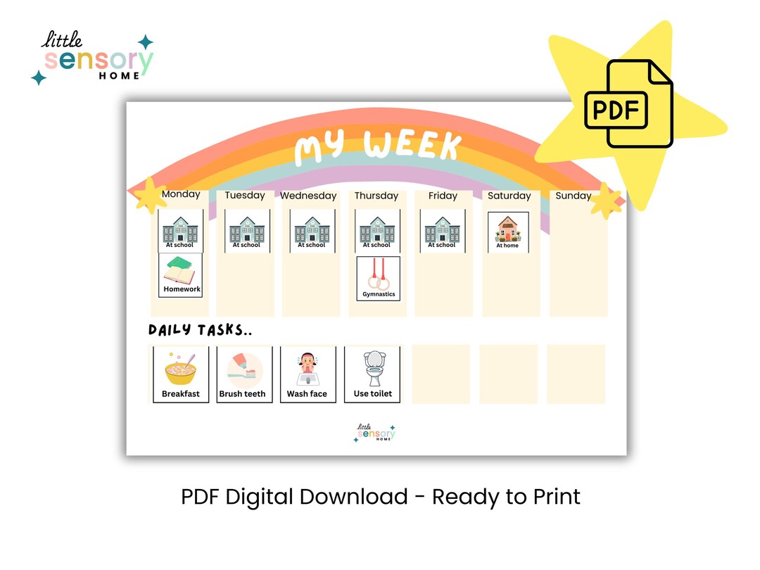 Kids Visual Schedule Printable – Daily and Weekly Routine Chart for ...