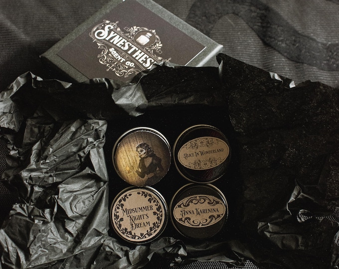 Featured listing image: Small Reliquary Box – 4 Solid Perfume Relics from The Waxworks Farewell
