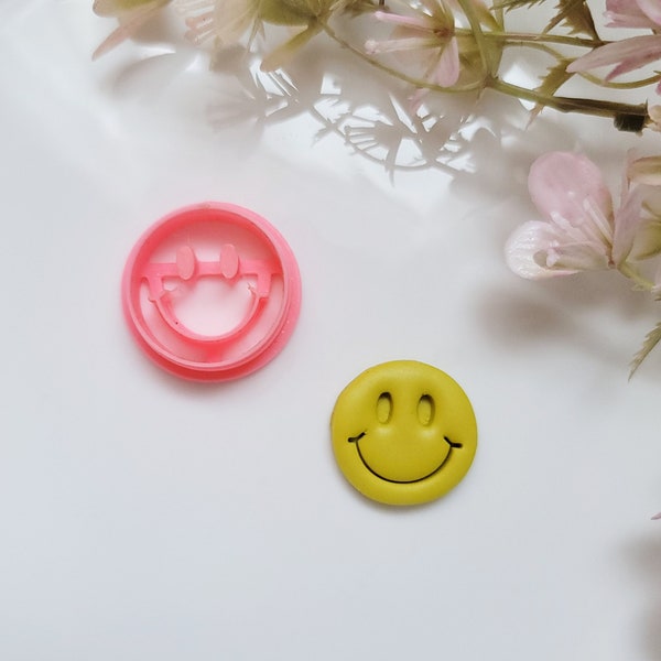 Smiley Face Polymer Clay Cutter, Multiple Sizes, Cookie Cutter, Embossed