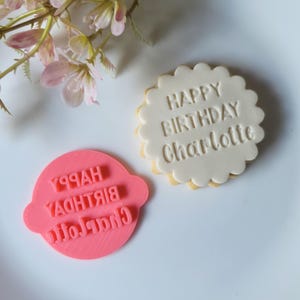 Custom Name Happy Birthday Embosser Stamp, Multiple Sizes, Cookie Cutter, Fondant, Embossed