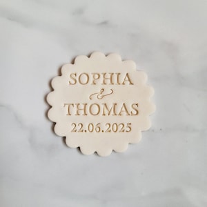 28 Custom Name Wedding Initials and Date Embosser Stamp, Multiple Sizes, Cookie Cutter, Fondant, Embossed