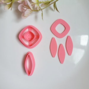 Curved Square Dangle Polymer Clay Cutter, Multiple Sizes, Cookie Cutter, 2 Piece Set