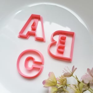 Cortador de arcilla polimérica con letras del alfabeto, varios tamaños, cortador de galletas, ABC