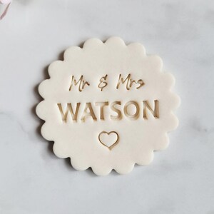 02 Custom Name Wedding Name and Date Embosser Stamp, Multiple Sizes, Cookie Cutter, Fondant, Embossed