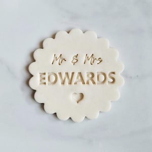 03 Custom Name Wedding Name and Date Embosser Stamp, Multiple Sizes, Cookie Cutter, Fondant, Embossed