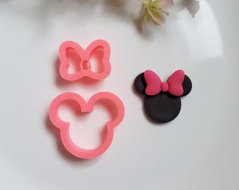 Mouse Bow Polymer Clay Cutter, Multiple Sizes, Cookie Cutter, Minnie Mouse Inspired, 2 Piece Set