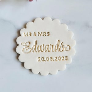 17 Custom Name Wedding Name and Date Embosser Stamp, Multiple Sizes, Cookie Cutter, Fondant, Embossed