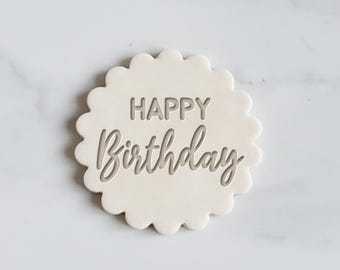 Happy Birthday Embosser Stamp, Multiple Sizes, Cookie Cutter, Fondant, Embossed