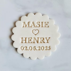 06 Custom Name Wedding Name and Date Embosser Stamp, Multiple Sizes, Cookie Cutter, Fondant, Embossed