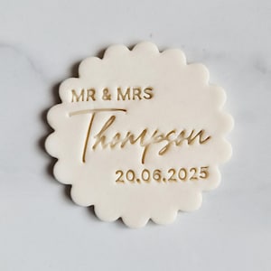 22 Custom Name Wedding Name and Date Embosser Stamp, Multiple Sizes, Cookie Cutter, Fondant, Embossed