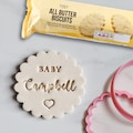 Custom Baby Name Embosser Stamp, Cookie Cutter, Fondant, Embossed, Personalised, Marks and Spencer biscuit