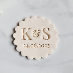 24 Custom Name Wedding Name and Date Embosser Stamp, Multiple Sizes, Cookie Cutter, Fondant, Embossed