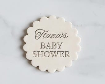 Custom Baby Shower Embosser Stamp, Cookie Cutter, Fondant, Embossed, Personalised, Marks and Spencer biscuit