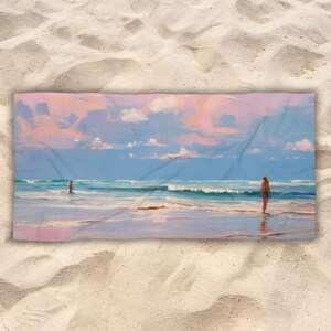 Vibrant Beach Towel: Lush Polyester-Cotton Blend, Summer Vacation