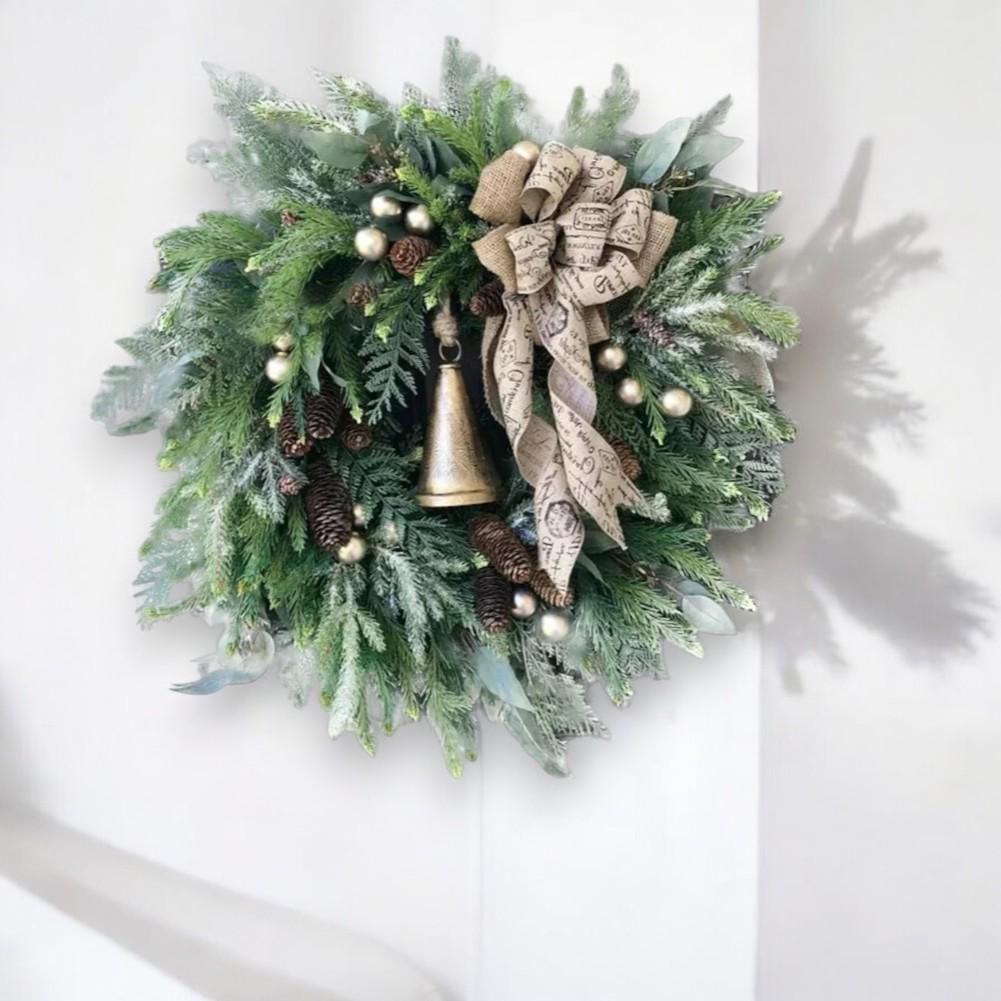 Weihnachts-Glockenkranz-Haken Aus Gold – 37 Cm, Für Tür, Ohne Bohren (passt über Die Meisten Türen)