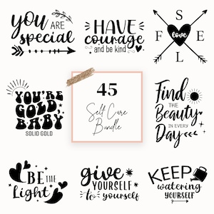 Paquete SVG de amor propio, paquete SVG inspirador, SVG motivacional, SVG de ámate a ti mismo, SVG de citas positivas, SVG de confianza