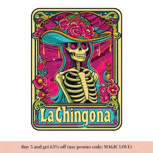 La Chingona Tarot Karte Png svg, lustiges mexikanisches Sublimationsdesign, spanischer lustiger Latein-Skelettschädel-T-Shirt Becher PNG, Download