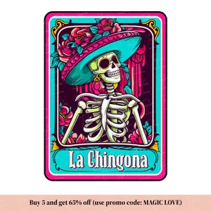 La Chingona Tarot Card Png Svg, Diseño Divertido De Sublimación Mexicana, Camiseta Divertida Con Calavera De Esqueleto Latina En Español PNG, Descargar