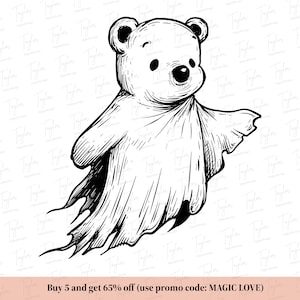 Winnie Halloween Svg Png, Winnie-the-Pooh Halloween Ghost Svg Png, Spooky Vibes Svg, Halloween Png Sublimazione