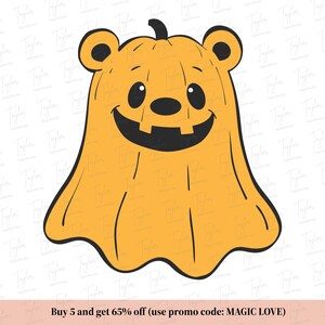 Winnie Halloween Svg Png, Winnie-the-Pooh Halloween Ghost Svg Png, Spooky Vibes Svg, Orso Halloween Png Sublimazione