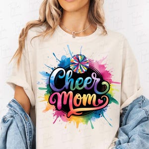 Splashes Cheer Mom Png Sublimation, Cheerleading PNG, Retro Cheer Mama Png, Cheer Shirt Png, Cheerleader Png Pom POm