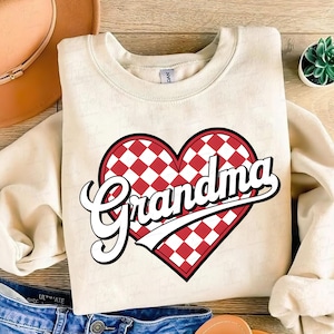 Abuela a cuadros PNG, Abuela de corazón PNG, Camisa de abuela PNG, Abuela de San Valentín, Abuela PNG de sublimación, Abuela vintage de sublimación