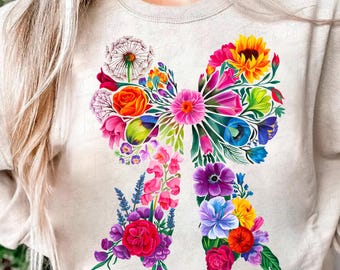 Wildflower Coquette Bow Png, Flower Bow Sublimation Design, Coquette Shirt Png, Floral Png, Spring Bow Png Summer