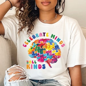 Celebre Mentes de Todos os Tipos Svg, Conscientização sobre Autismo Svg Png, Autismo Svg, Mãe Autista Svg, Autismo Png, Camiseta Autista, Sublimação Autista