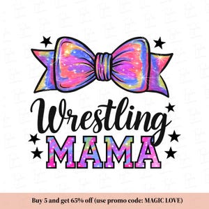 Wrestling Mama PNG, Wrestling Mom Png, Design de sublimação de arco Wrestling Mom, Downloads de design de letras de luta livre