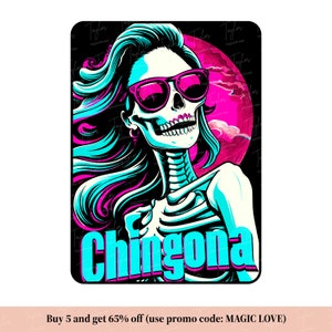 La Chingona Tarot Karte Png svg, lustiges mexikanisches Sublimationsdesign, spanischer lustiger Latein-Skelettschädel-T-Shirt Becher PNG, Download